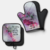 さくらんぼ開花ブランチおよび聖なる書物、 経典キッチン 鍋つかみ&鍋敷きセット (正面/裏面)