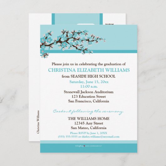 さくらんぼ開花卒業発表(アクア) 案内ポストカード (正面/裏面)