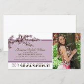 さくらんぼ開花卒業発表（紫） 案内状 (正面/裏面)