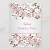 さくらんぼ開花50歳の誕生日パーティーへの招待 招待状 (正面/裏面)