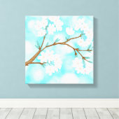 さくらんぼ雲に包まれた青空に咲く キャンバスプリント (インサイチュ (ウッドフロア))