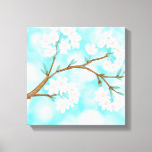 さくらんぼ雲に包まれた青空に咲く キャンバスプリント (正面)