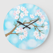 さくらんぼ雲に包まれた青空に咲く ラージ壁時計 (正面)