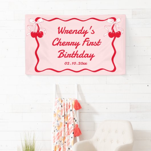さくらんぼ1th誕生日パーティーへようこそ 横断幕 (インサイチュ)