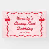 さくらんぼ1th誕生日パーティーへようこそ 横断幕 (横)