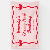 さくらんぼ1th誕生日パーティーへようこそ 横断幕 (縦)