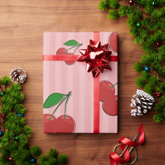 さくらんぼ イラスト ラッピングペーパー (クリスマスギフト)