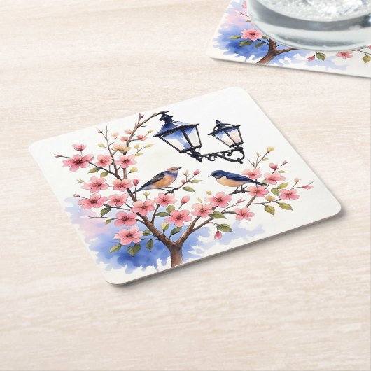 さくらんぼ スクエアペーパーコースター (アングル)