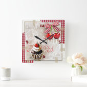 さくらんぼ スクエア壁時計 (ホーム)