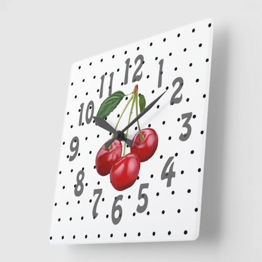 さくらんぼ スクエア壁時計 (傾斜)