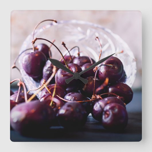 さくらんぼ スクエア壁時計 (正面)