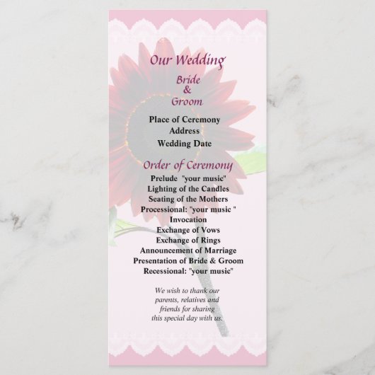 さくらんぼ&チョコレートヒマワリ結婚式 プログラム (正面)