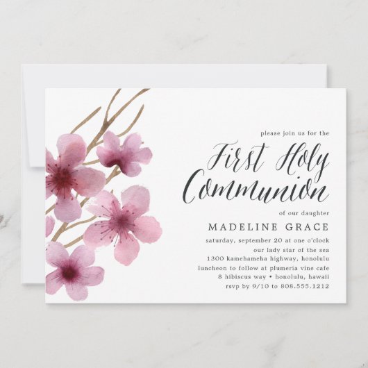 さくらんぼ | ファーストコミュニオンパーティの招待状 招待状 (正面)