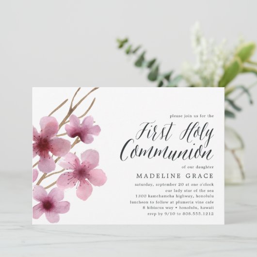 さくらんぼ | ファーストコミュニオンパーティの招待状 招待状 (スタンド正面)