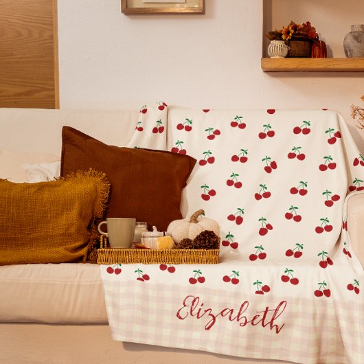さくらんぼ フリースブランケット