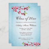 さくらんぼ·ブラウズ·ヴィンテージ·ブルー·グラジェル 招待状 (正面/裏面)