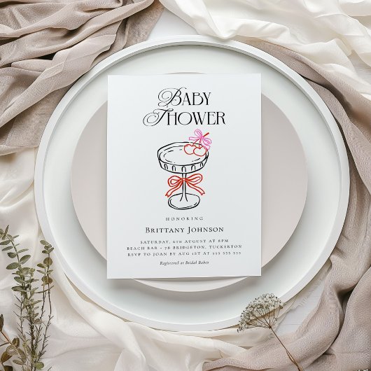 さくらんぼ&ボウマルティーニベビーシャワー 招待状