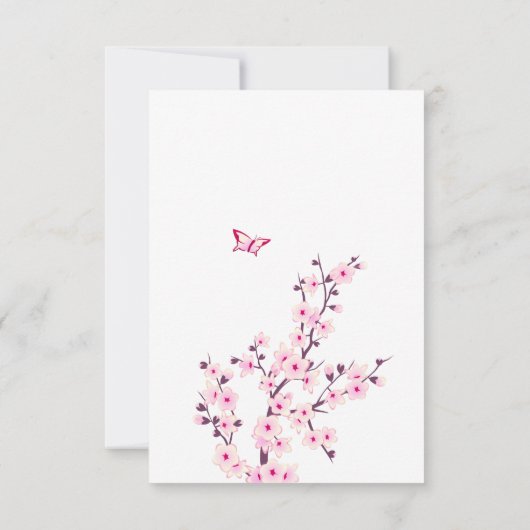 さくらんぼ |女の子の赤ちゃんシャワー | サンキューカード (裏面)