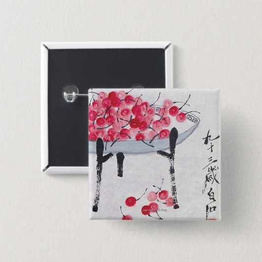 さくらんぼ 缶バッジ (正面&裏面)