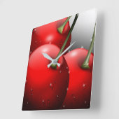 さくらんぼ（露） スクエア壁時計 (傾斜)