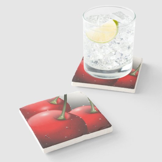 さくらんぼ（露） ストーンコースター (横)