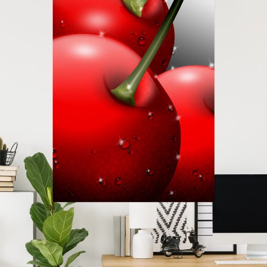 さくらんぼ（露） ポスター (ホームオフィス)