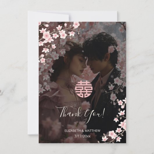 さくらんぼBlossom 結婚Photo's Thank You サンキューカード (正面)