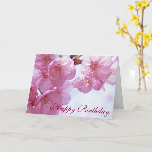 さくらんぼBlossom D1カスタマイズ可能な誕生日カード カード (黄色い花)