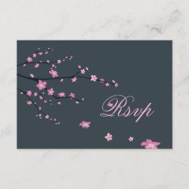 さくらんぼBlossom Dark RSVPカード結婚for 出欠カード