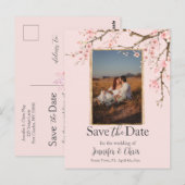 さくらんぼBlossom Save the Date Photo ポストカード (正面/裏面)