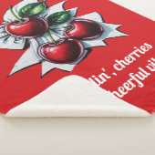 さくらんぼ'n'明るいバイブトレンディーレッド通りアート シェルパブランケット (3/4)