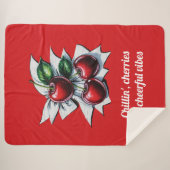 さくらんぼ'n'明るいバイブトレンディーレッド通りアート シェルパブランケット (正面(横))