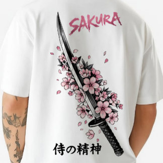 さくらカタナ 日本的美学 ストリートウェア Tシャツ
