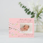 さくらピンクとブラウンの女の子誕生写真 案内状 (スタンド正面)