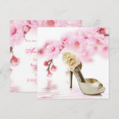 さくらピンクの桜のブライズシャワー 招待状 (正面/裏面)