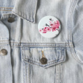 さくらピンクの花のベビーシャワー 缶バッジ (インサイチュ)