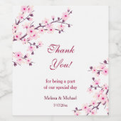 さくらピンク白感謝結婚式 ワインラベル (シングルラベル)