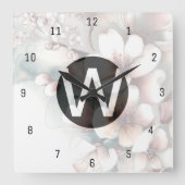 さくらモノグラムウォールクロック スクエア壁時計 (正面)