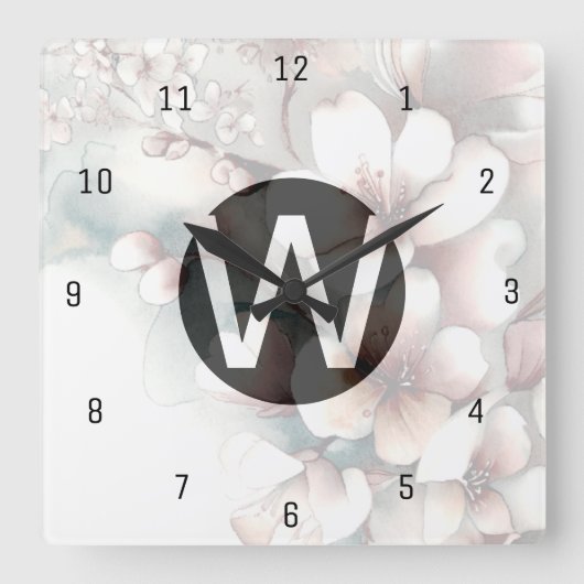 さくらモノグラムウォールクロック スクエア壁時計 (正面)