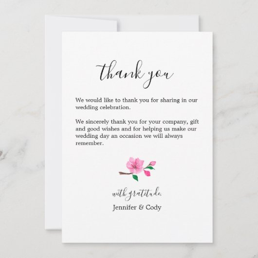 さくら写真感謝カード 招待状 (裏面)