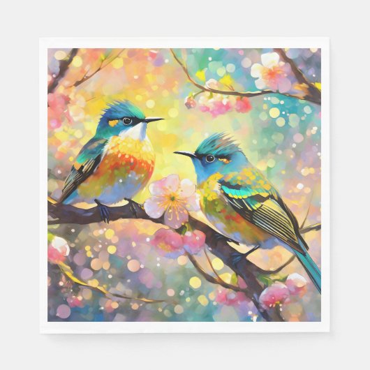 さくら幻想の朝陽と歌鳥 スタンダードランチョンナプキン (正面)