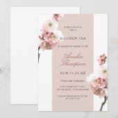 さくら ほこりピンク 花柄 キッチン ティー 招待状 (正面/裏面)