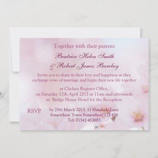 さくら ウェディング 招待状 (裏面)