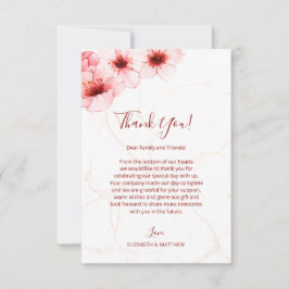 さくら ウォーターカラー 大理石 ウェディング サンキューカード