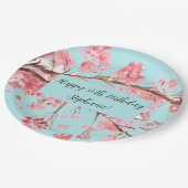 さくら ピンク ターコイズ バースデー ペーパープレート (アングル)