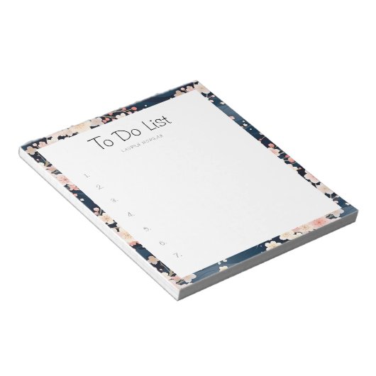 さくら フローラル ネイビー ウェーブズ やることリスト ノートパッド (アングル)