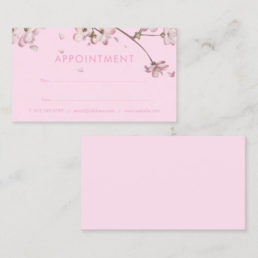 「さくら フローラル ピンクの予約カード」 名刺 (正面/裏面)