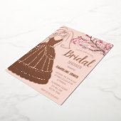 さくら ローズゴールド フォイル フラワープリント ドレス ブライダルシャワー 箔招待状 (回転した状態)
