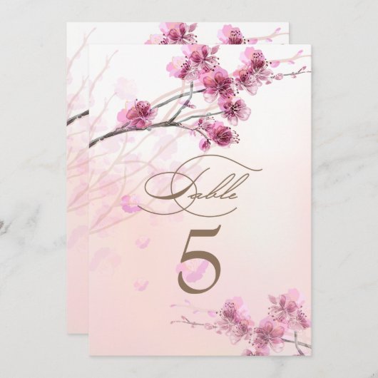 さくら/桜の結婚式テーブルカード 招待状 (正面/裏面)