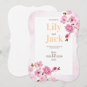 さくら 水彩 花 モダン ウェディング 招待状 (正面/裏面)